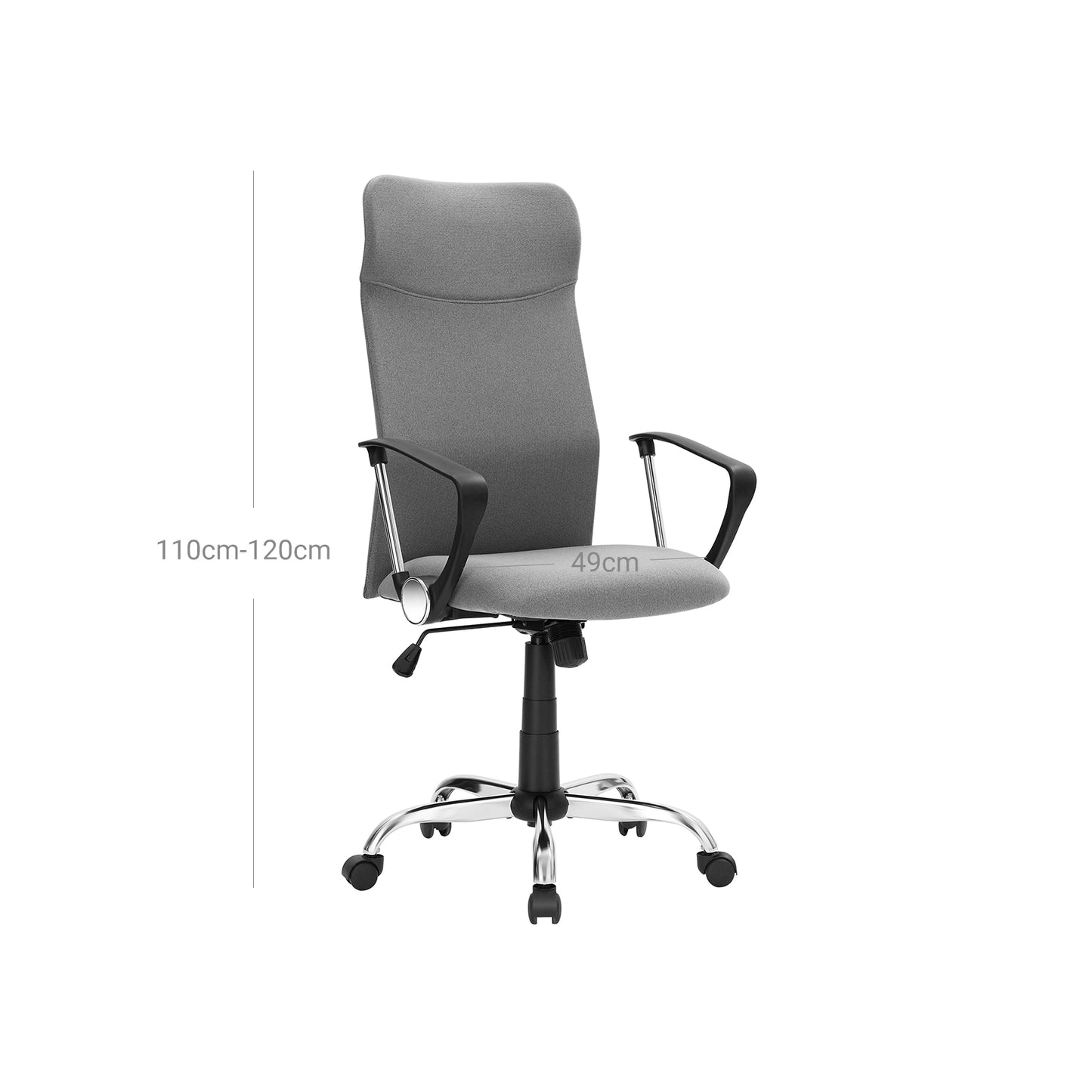 Chaise de Bureau, Fauteuil de Bureau, Siège Ergonomique, Pivotant, Réglable, Capacité de Charge 120 kg, Gris, Songmics, 7