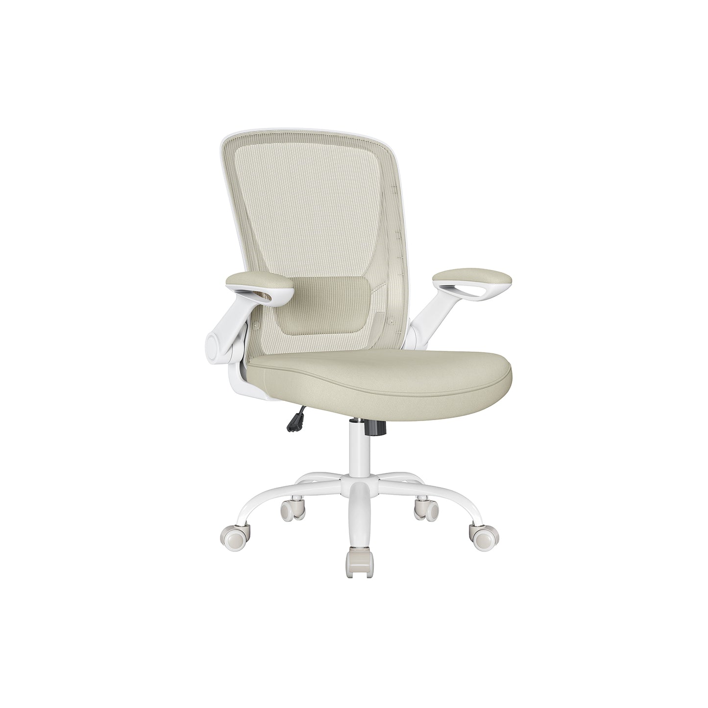 Chaise de Bureau, Fauteuil de Bureau, Siège Ergonomique, Support Lombaire, Assise Large de 53 cm, Beige , Songmics, 1
