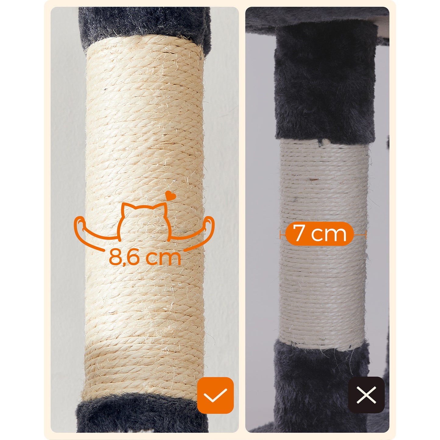 Arbre a Chat, Tour à Griffer Chat, Maison de Toilette pour Chat, Tour de Jeu, Hauteur 164 cm, Gris Anthracite, Feandrea, 10