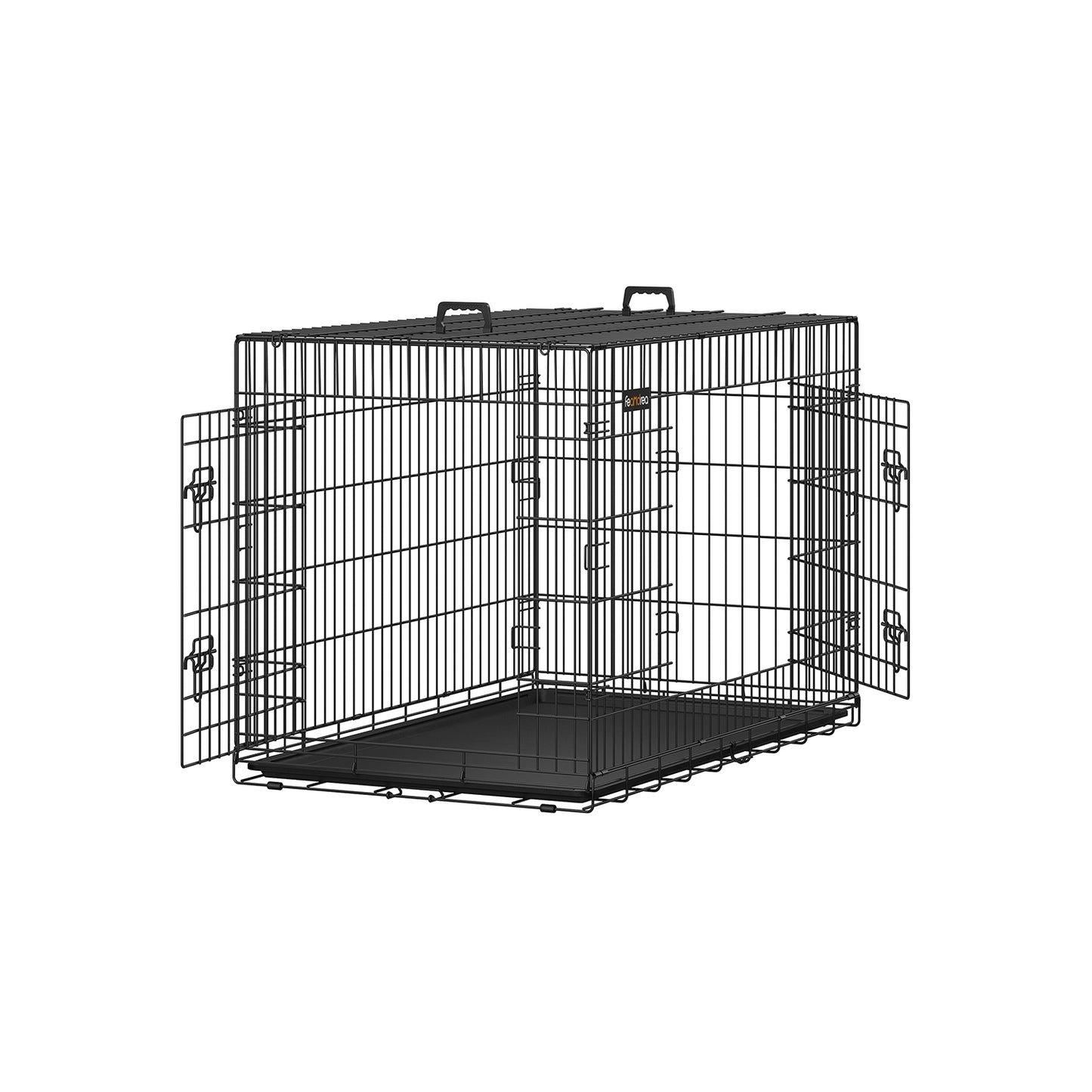 Cage Chien XXL, Cage pour Chien, Caisse Chien, Pliable avec 2 Portes, Plateau Amovible, Facile à assembler, Noir, Feandrea, 9