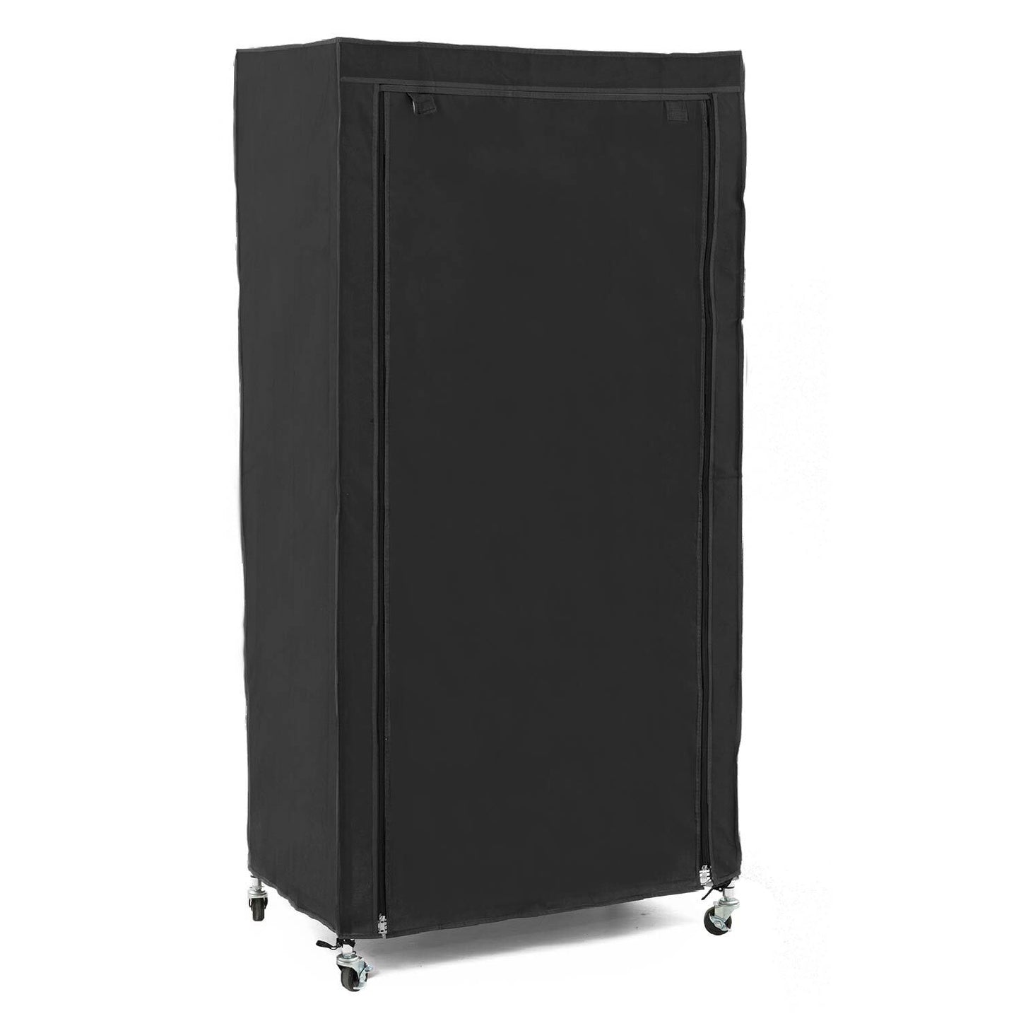 Penderie Tissu, Armoire Tissu, avec Roulettes, Portant Vêtement Solide, Jusqu'à 70kg, Penderie avec housse noir coton, art moon Buffalo, 5