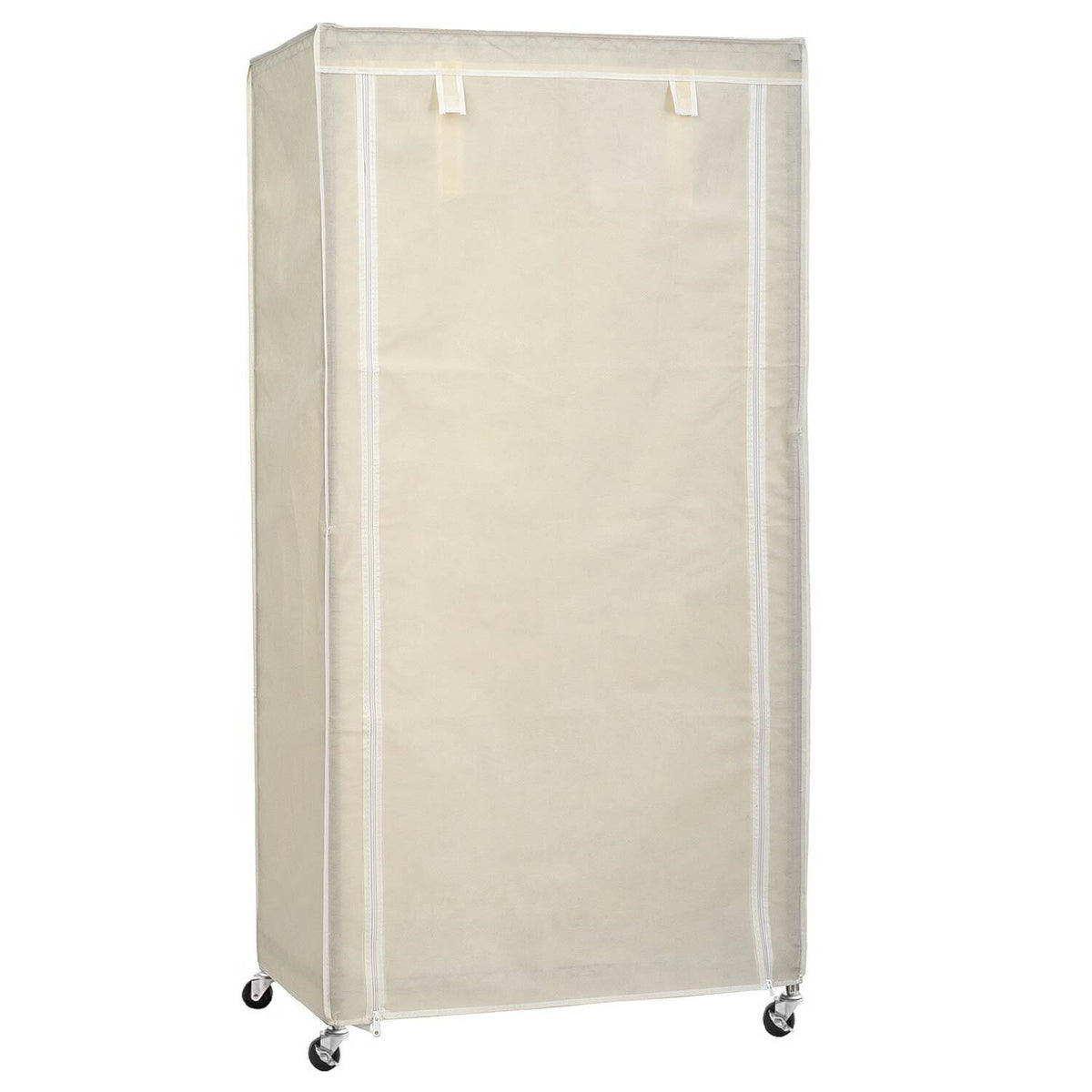 Penderie Tissu, Armoire Tissu, Portant Vêtement Solide, avec Housse en Tissu, avec Roulettes, Crème, art moon Buffalo, 13