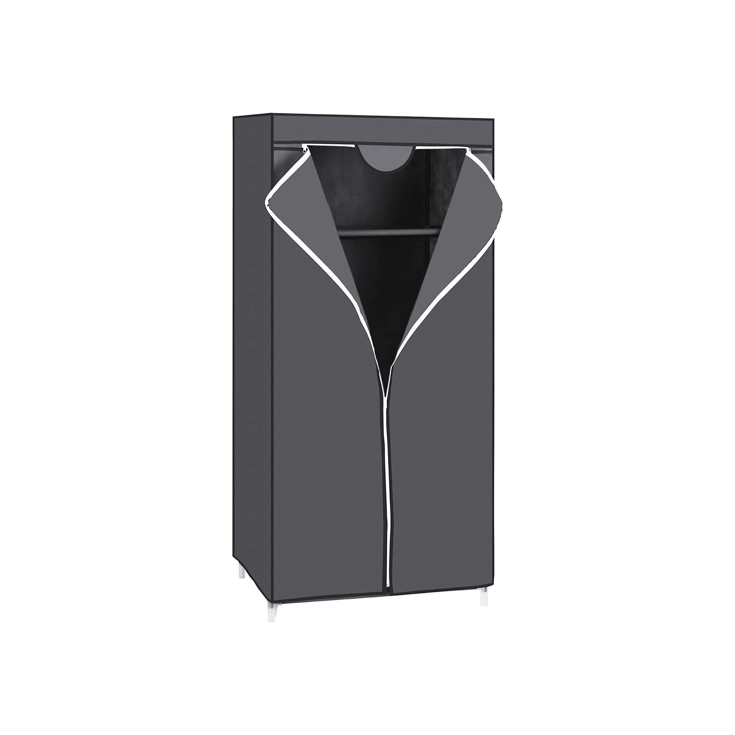 Armoire Tissu, Penderie Tissu, Portant Vetement, Armoire Pliable, avec Rail Suspendu, Dressing Simple, Gris, SONGMICS, 2