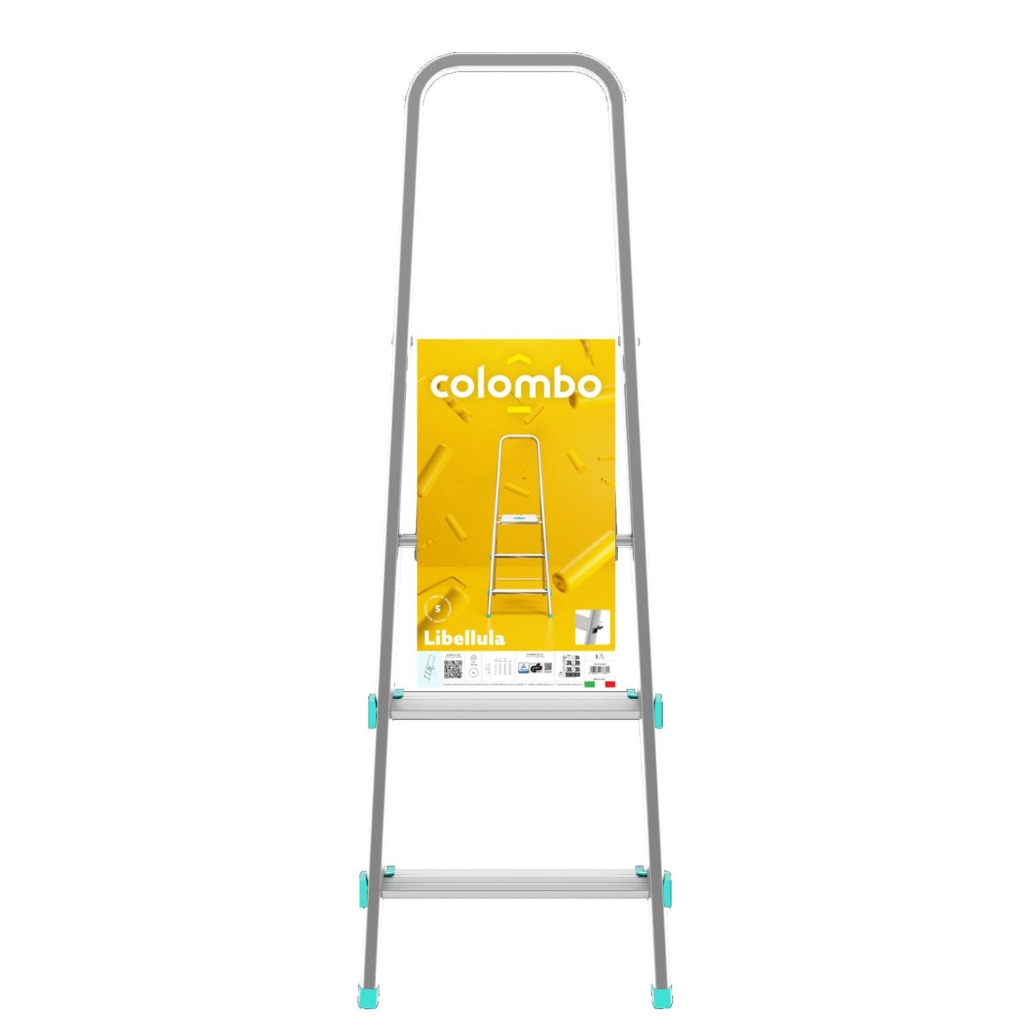 Escabeau 3 marches, Escabeau Pliable, Escabeau Sécurisé, Hauteur 61cm, Charge max. 150kg, Aluminium, Colombo LIBELLULA , 5