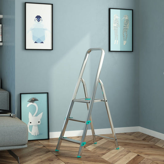 Escabeau 3 marches, Escabeau Pliable, Escabeau Sécurisé, Hauteur 61cm, Charge max. 150kg, Aluminium, Colombo LIBELLULA , 2