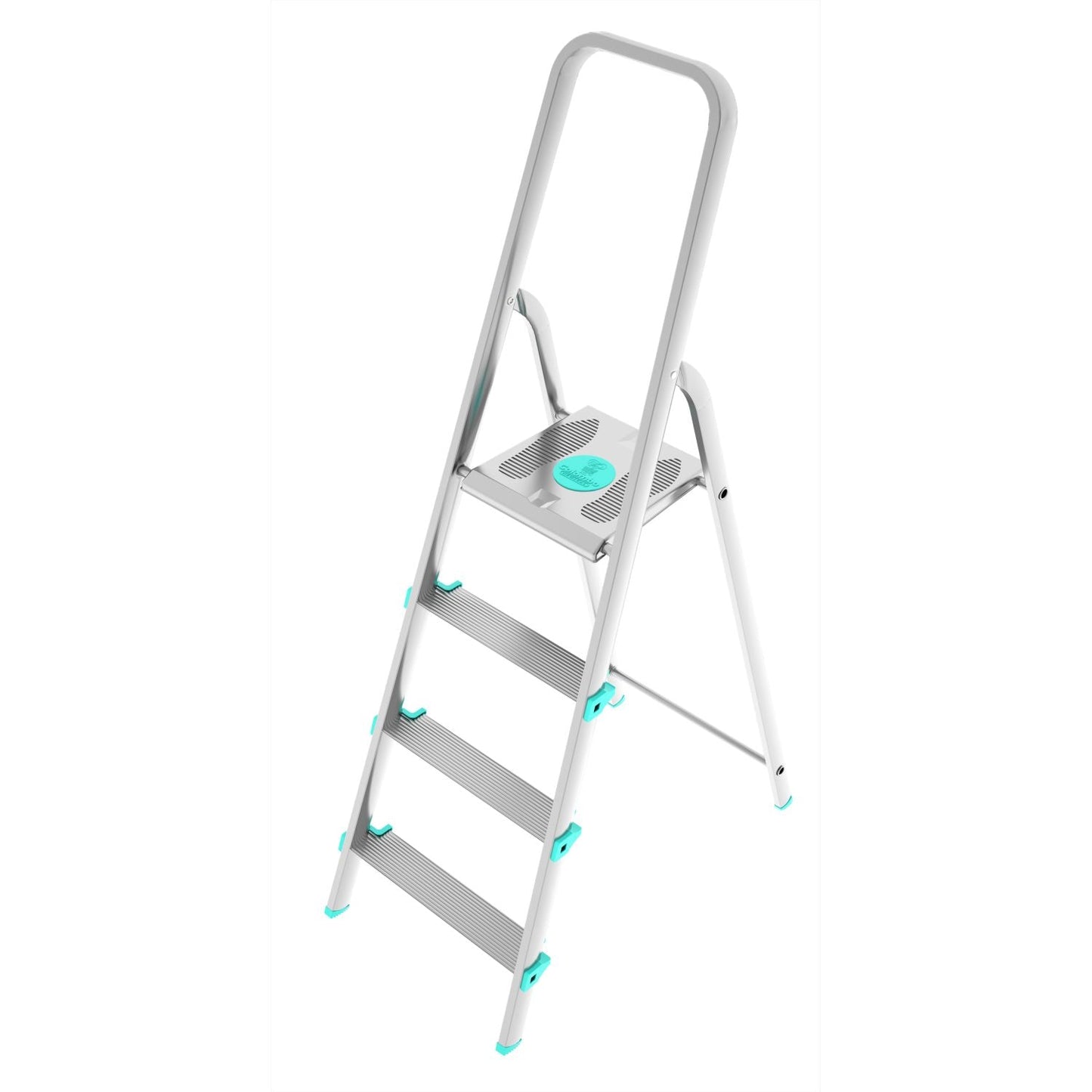 Escabeau 4 marches, Escabeau Pliable, Escabeau Sécurisé, Hauteur 84cm, Charge max. 150kg, Aluminium, Colombo LIBELLULA , 1