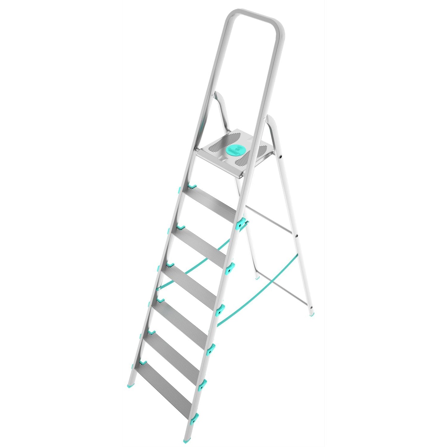 Escabeau Professionnel, 7 marches, Escabeau Pliable, Hauteur 152 cm, Charge max. 150 kg, Aluminium, Colombo LIBELLULA , 1