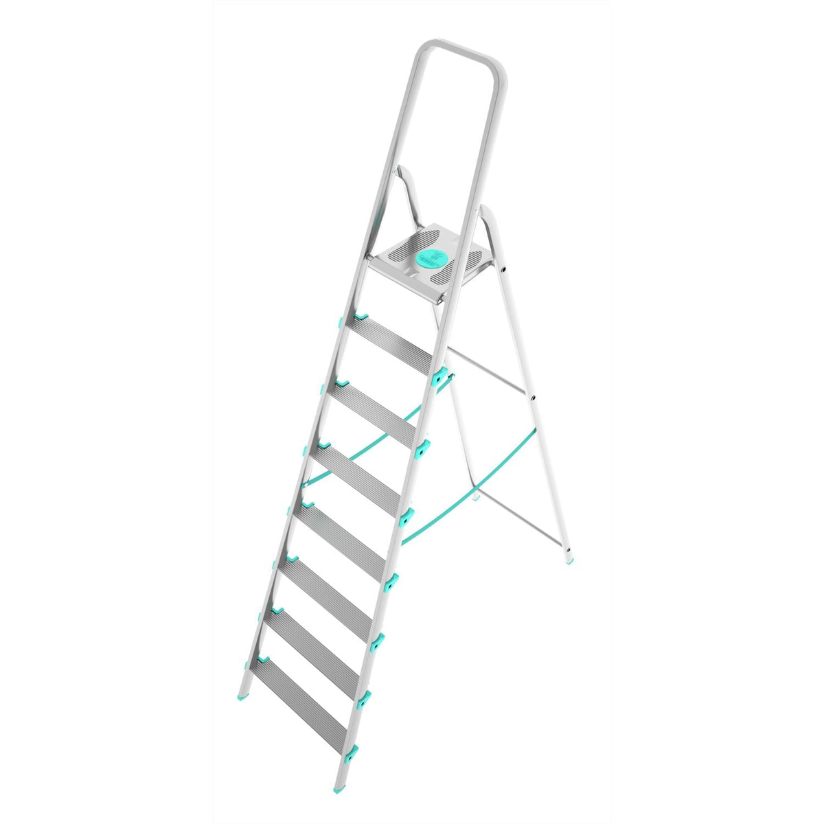 Escabeau Professionnel, 8 marches, Escabeau Pliable, Hauteur 174 cm, Charge max. 150 kg, Aluminium, Colombo LIBELLULA , 1