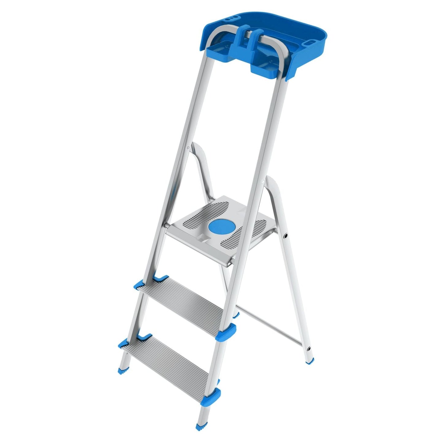 Escabeau 3 marches, Escabeau Pliable, marche extra large 12cm, avec bac de rangement, charge max.150kg, Colombo ATLANTICA , 1