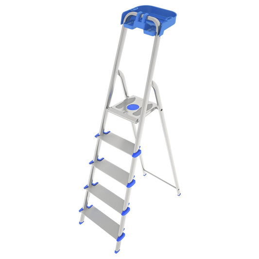 Escabeau 4 marches, Escabeau Pliable, marche extra large 12cm, avec bac de rangement, charge max.150kg, Colombo ATLANTICA , 6