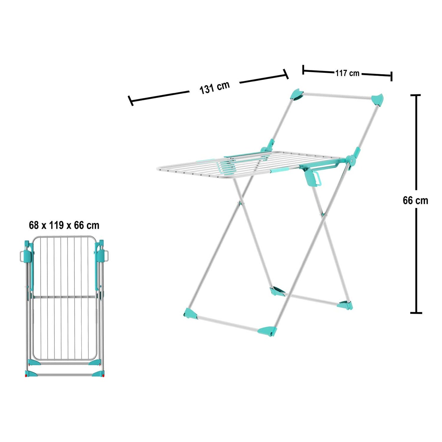Étendoir a linge intérieur pliable et robuste sur roues, Fabriqué en Italie, 4