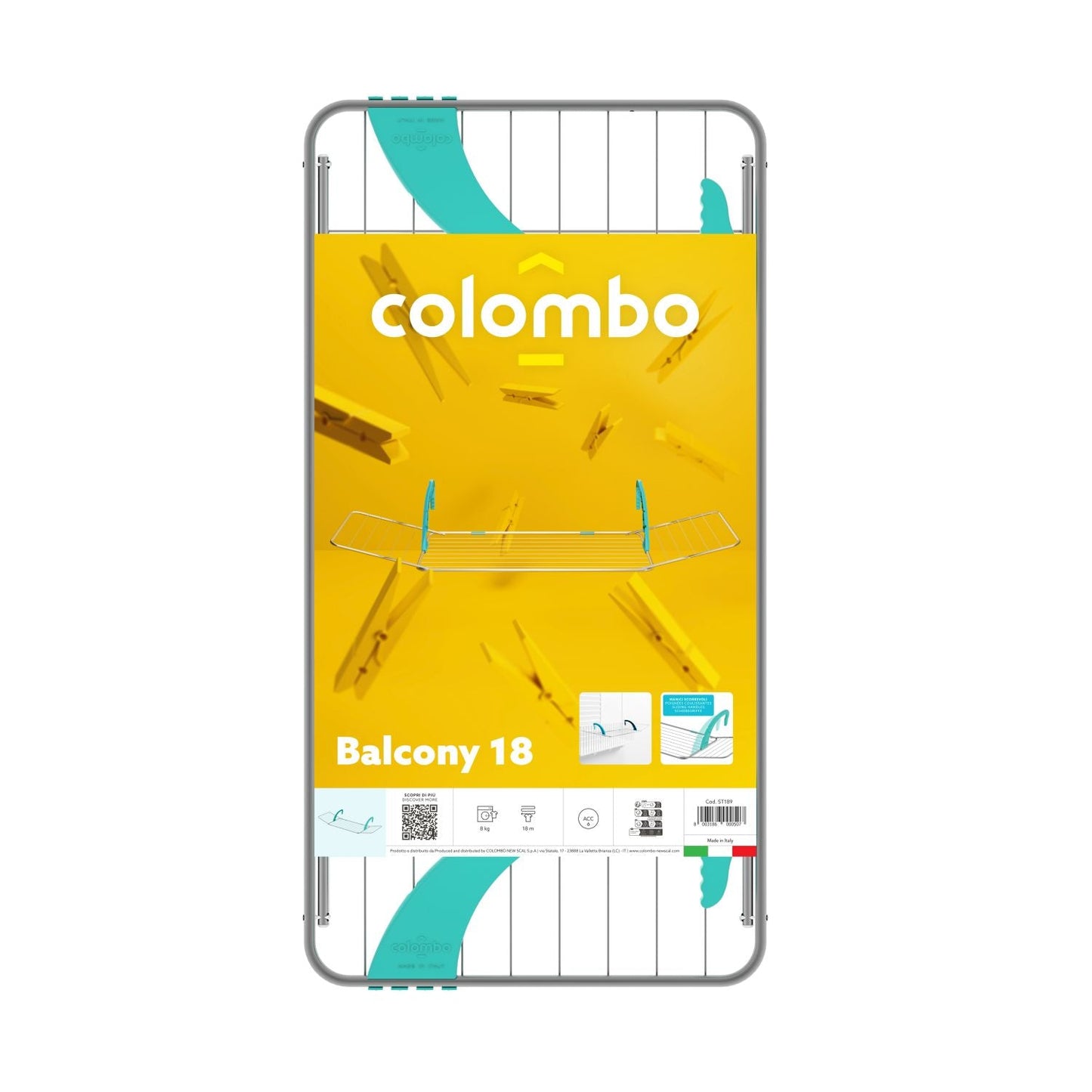 Séchoir à linge, Etendoir a linge pliable, Longueur de séchage 18m, Capacité de linge 8 kg, Colombo BALCONY 18 , 3