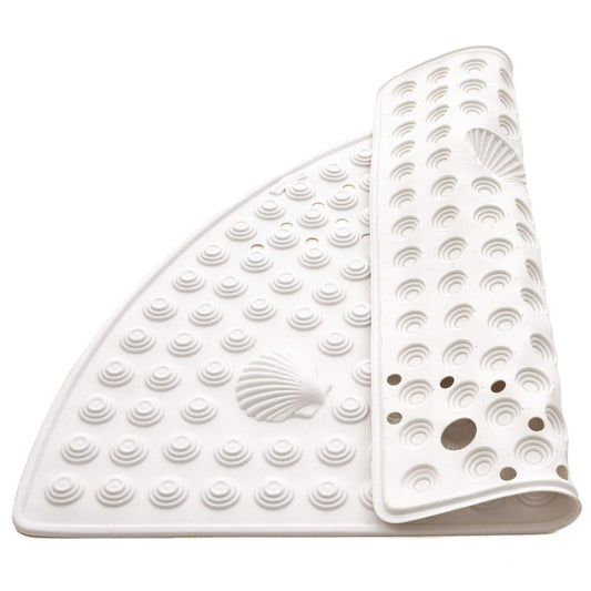 Tapis de Douche d'angle 58 x 58 cm, Anti-moisissure, Tapis de Douche antidérapant en PVC, Blanc, Tatkraft Shell