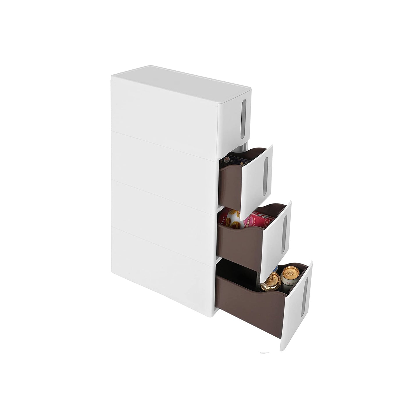 Etagere niche, avec roulettes, Desserte cuisine, avec 4 tiroirs, Extensible, Blanc, Songmics, 3