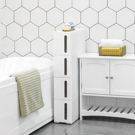 Etagere niche, avec roulettes, Desserte cuisine, avec 4 tiroirs, Extensible, Blanc, Songmics, 4