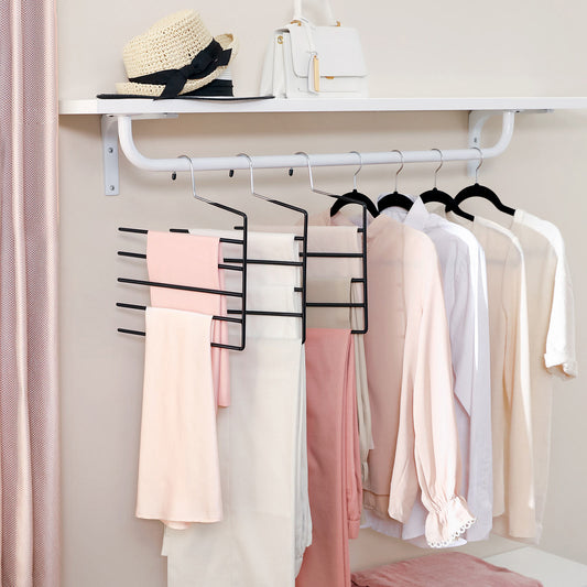 Cintre pantalon, Lot de 4, Cintres, avec 5 Barres, Porte-Pantalons, Bouts Ouverts, Noir, SONGMICS, 2