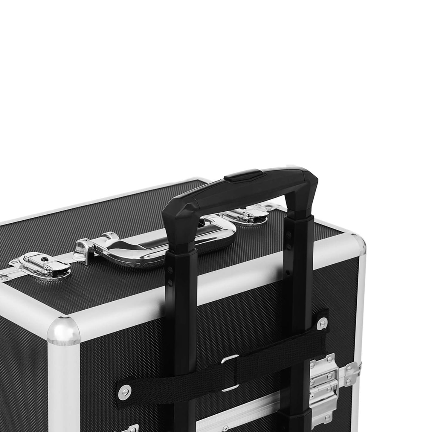 Valise de Maquillage 3-en-1, Mallette Cosmétique à Roulettes, Trolley à maquillage, Beauty case, Noir, SONGMICS, 4