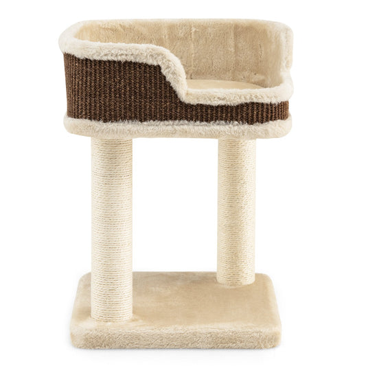 Arbre à Chat, Griffoir Chat, Compacte avec Perchoir en Peluche et Griffoirs pour se Faire ses Griffes, Beige, Costway, 1