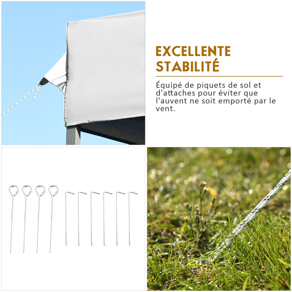 Tonnelle de Jardin, Pergola Terrasse, Escamotable Pliable 3x3M Tente de Fête Imperméable Protection Solaire Blanc, Costway, 8