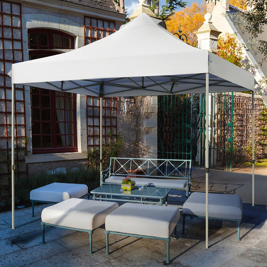 Tonnelle de Jardin, Pergola Terrasse, Escamotable Pliable 3x3M Tente de Fête Imperméable Protection Solaire Blanc, Costway, 2