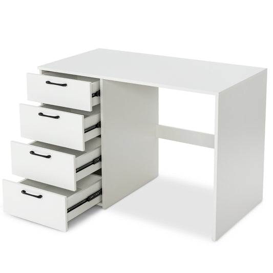 Bureau Ordinateur, Bureau Informatique, Grand Bureau, Bureau Moderne, Poste de Travail avec 4 Tiroirs, Costway, 2