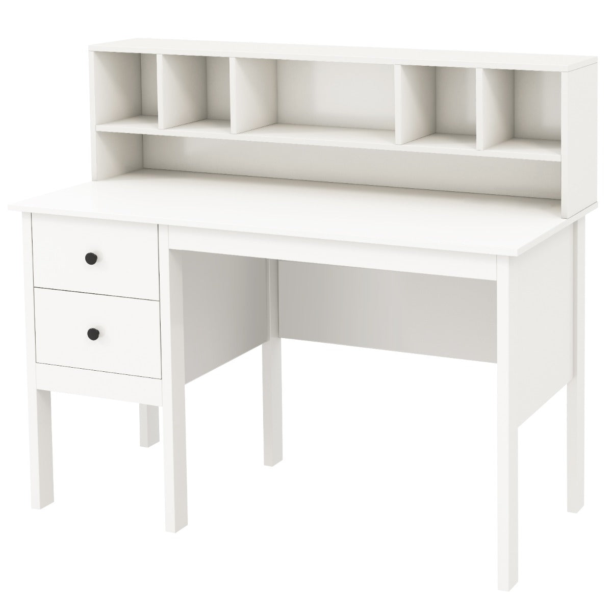 Bureau Ordinateur de 120 cm, Bureau Informatique, Bureau Moderne, Table de Bureau, Poste de Travail, Blanc, Costway, 1