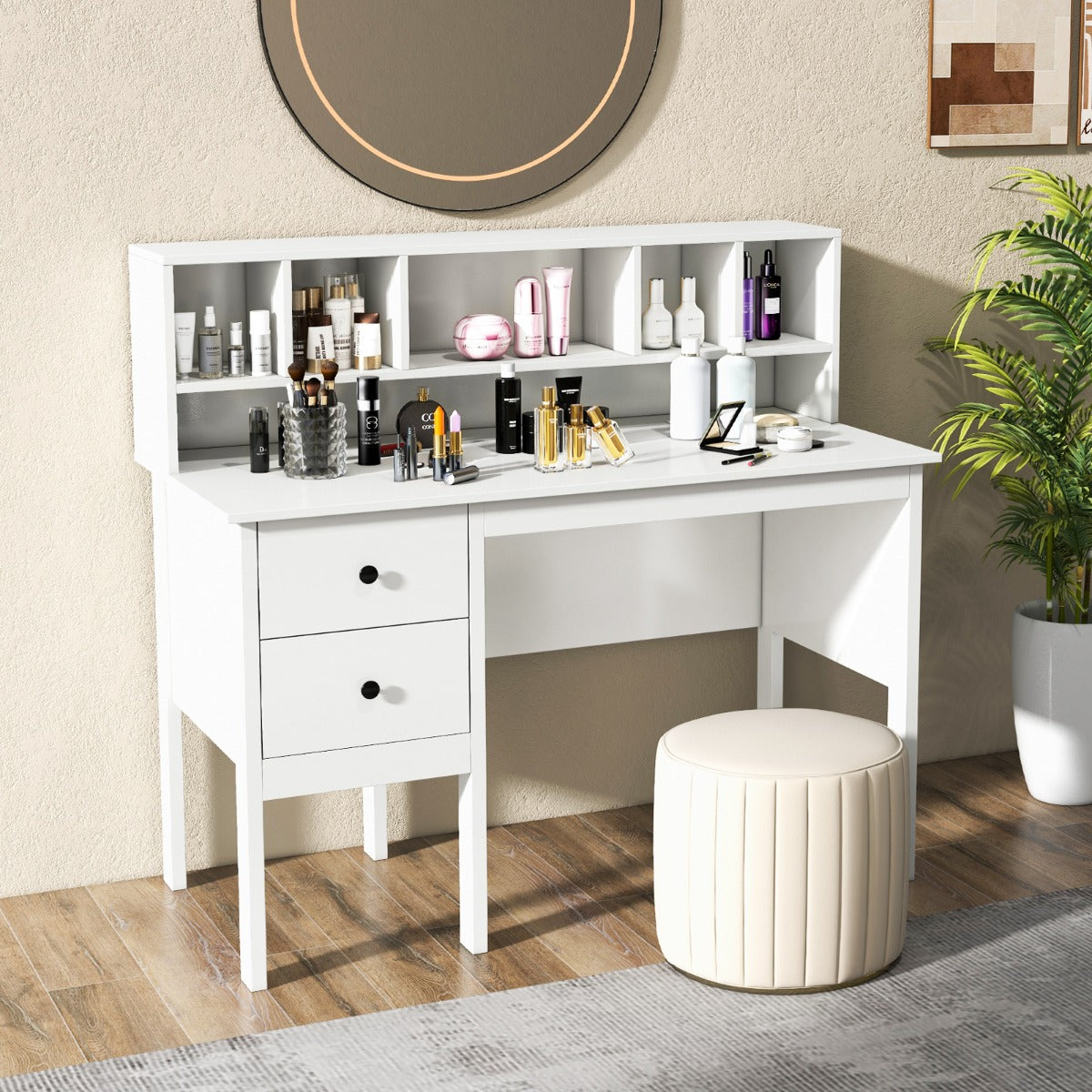 Bureau Ordinateur de 120 cm, Bureau Informatique, Bureau Moderne, Table de Bureau, Poste de Travail, Blanc, Costway, 3