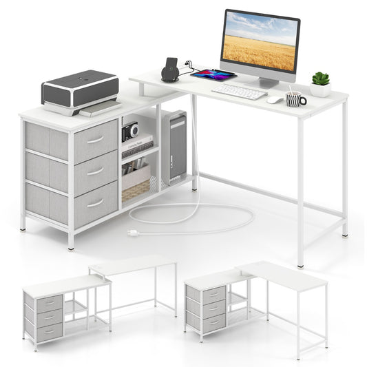 Bureau d'Angle, Bureau en L, Bureau Ordinateur, Bureau Informatique, Bureau Moderne, Table de Bureau, Costway, 1