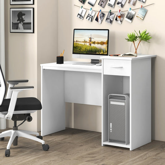 Table, Bureau Ordinateur, Bureau Moderne, Table de Bureau, Poste de Travail, Blanc, Costway, 2