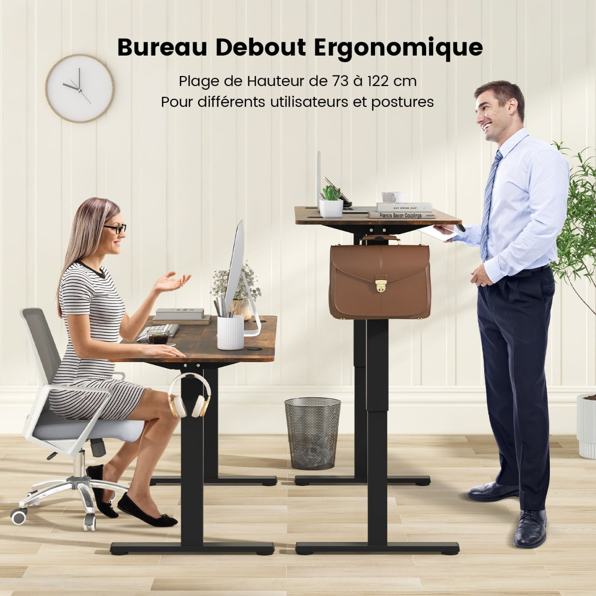 Bureau Electrique, Bureau Assis Debout Electrique, Bureau Assis Debout, Bureau Ordinateur, Table de Bureau, Costway, 8