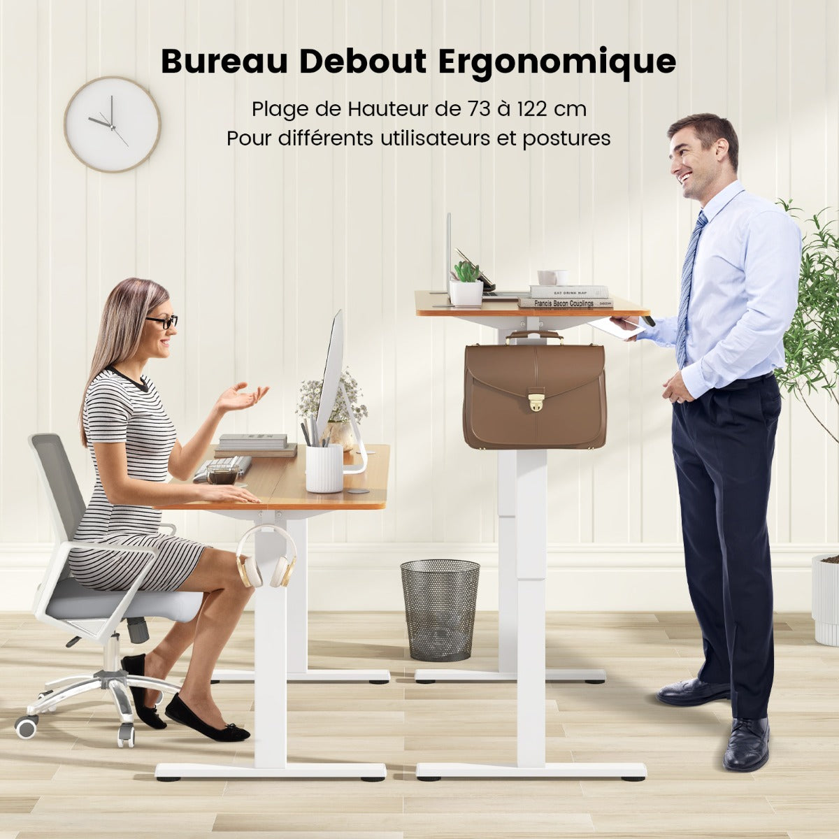 Bureau Electrique, Bureau Assis Debout Electrique, Bureau Assis Debout, 3 Hauteurs de Mémoire, Bureau Ordinateur, Costway, 8