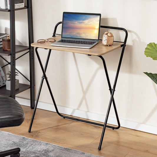 Petit Bureau de 60 сm, Bureau Pliable, Bureau Ordinateur, Bureau Informatique, Table de Bureau, Naturel, Costway, 2