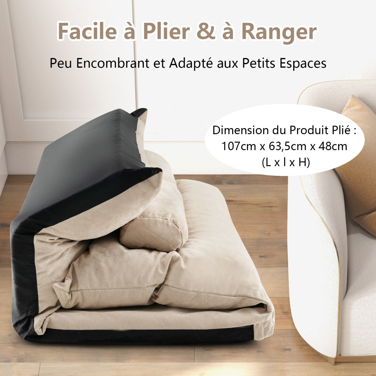 Canapé lit, Banquette convertible, Canapé lit convertible, Dossier Réglable à 42 Positions Chauffeuse, 2 Oreillers, Costway, 8