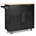 Îlot De Cuisine Mobile Avec Roulettes - Table Extensible, Rangement Poubelle, Porte-serviettes, Prises Intégrées, Noir - 7