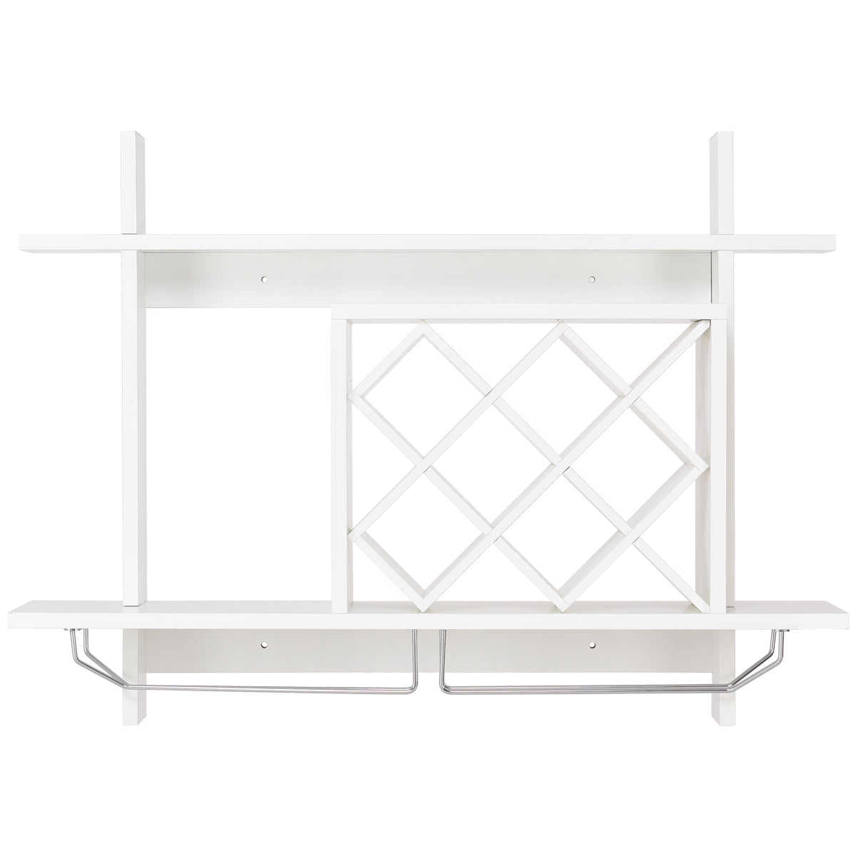 Porte Bouteille Mural, Range Bouteille, Porte Bouteille Vin, Casier a Bouteille, 2 Étages Grande Capacité, Blanc, Costway, 1