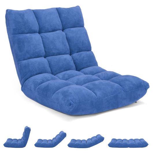 Chaise de Sol, Canapé Lit, Banquette Convertible, Canapé Lit Convertible, avec 14 Positions Réglables, Bleu, Costway, 1