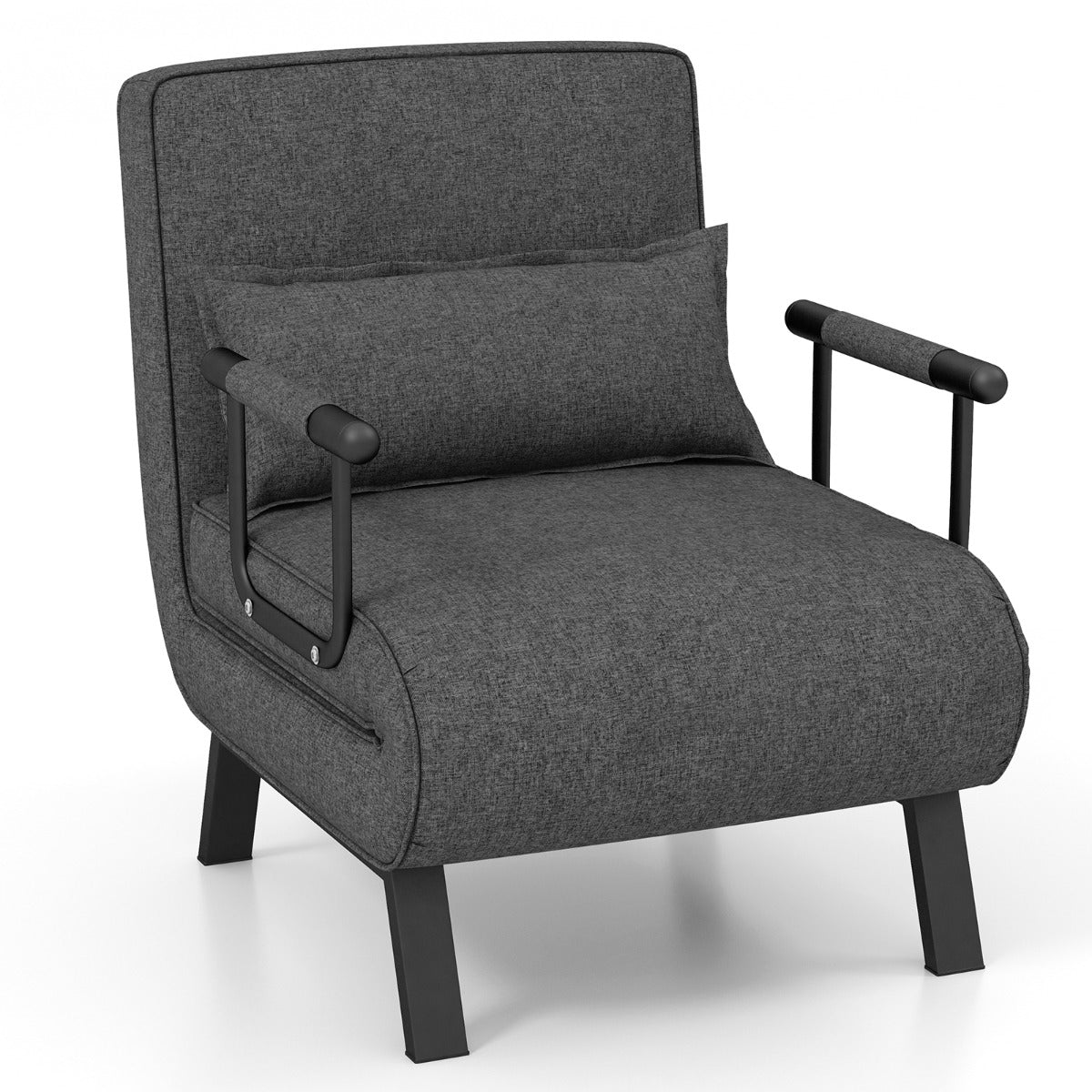Fauteuil Convertible, Dossier Réglable en 6 Positions, Canapé Lit 1 Place, Fauteuil Confortable, Fauteuil Salon, Gris, Costway, 1