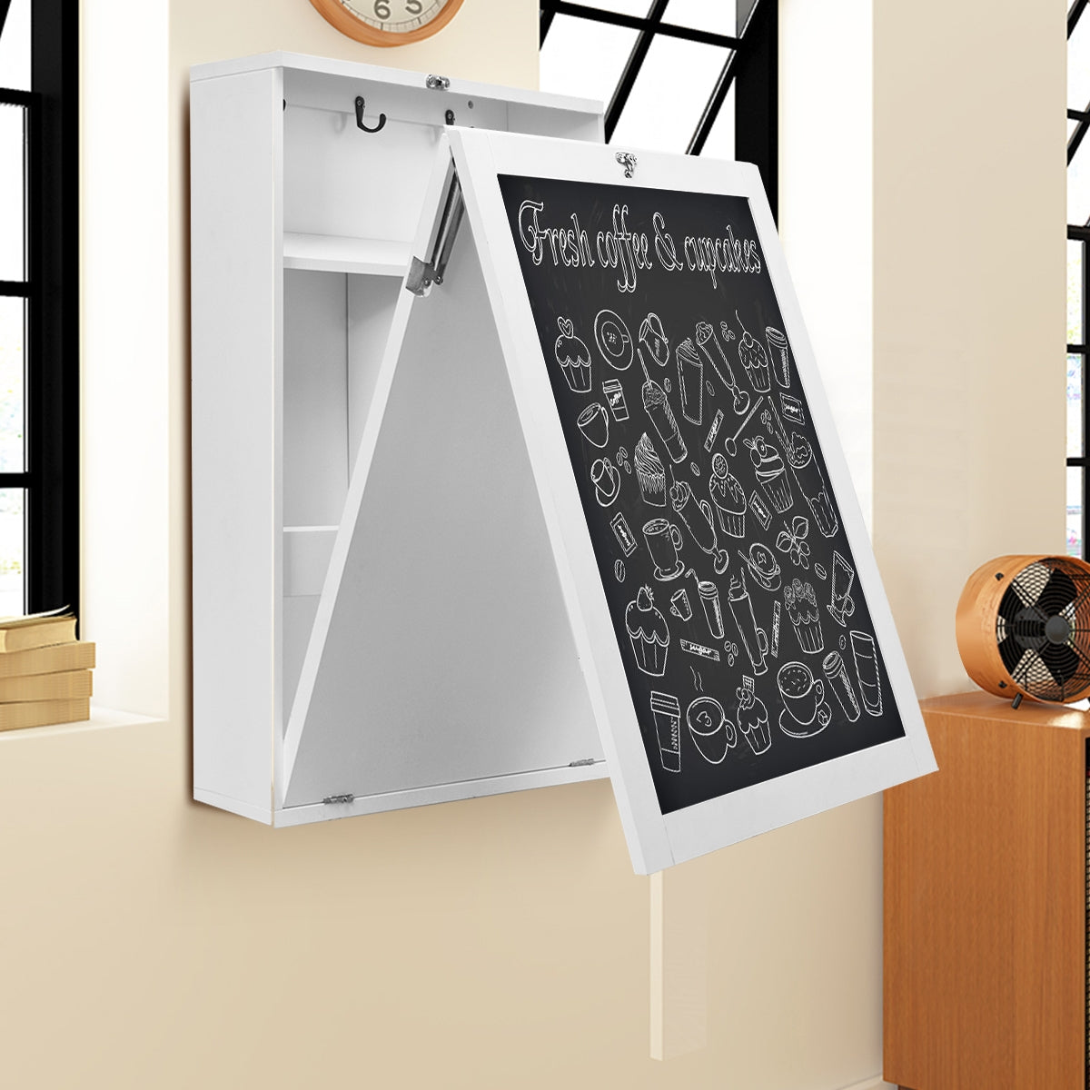 Bureau Pliable Mural, Bureau Pliable, Bureau Ordinateur, Bureau Informatique, Bureau Moderne, Table de Bureau, Costway, 3