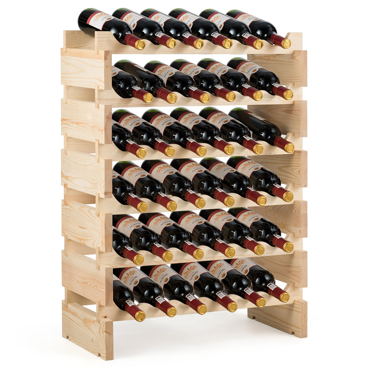 Etagere a Vin, Range Bouteille, Casier a Bouteille, 36 Bouteilles Porte-vins et Etagère de Présentation à 6 Couches, Costway, 4