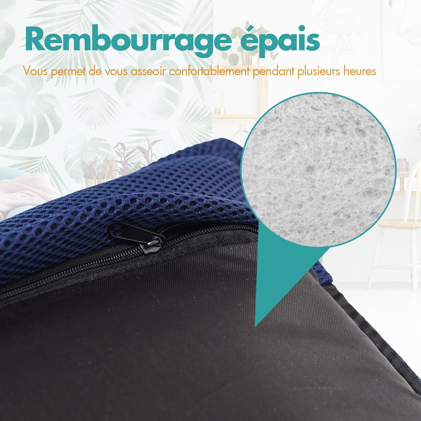 Chaise de Sol, Banquette Convertible, Pliable Tatami Inclinable en 6 Position, 44 x 54,5 x 53,5 CM, Bleu marine, Costway, 8