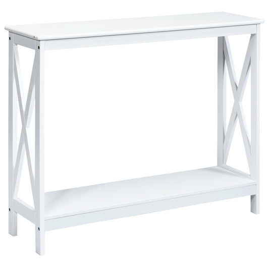 Console d'entrée, Petite Table, Petite Console Entrée, Table Console, Table de salon, Style Industriel, Blanc, Costway, 1