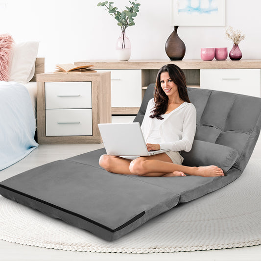 Canapé lit, Banquette convertible, 2 Places, Dossier Réglable à 6 Positions Housse Détachable 2 Oreillers, Gris, Costway, 3