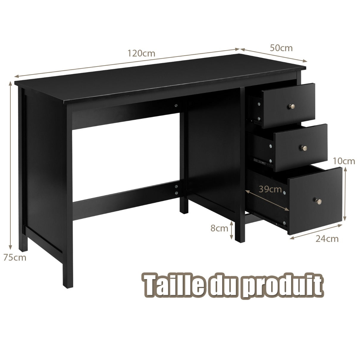 Bureau Ordinateur, Bureau Informatique, Bureau Moderne, Table de Bureau, Poste de Travail, Costway, 8