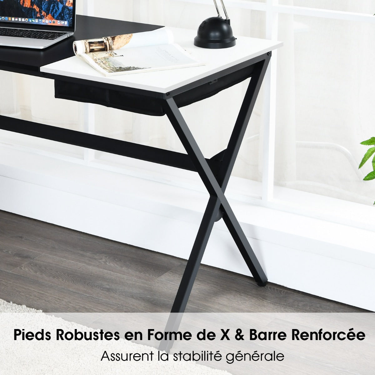 Bureau Ordinateur de 120 cm, Bureau Informatique, Bureau Moderne, Table de Bureau, Poste de Travail, Costway, 5