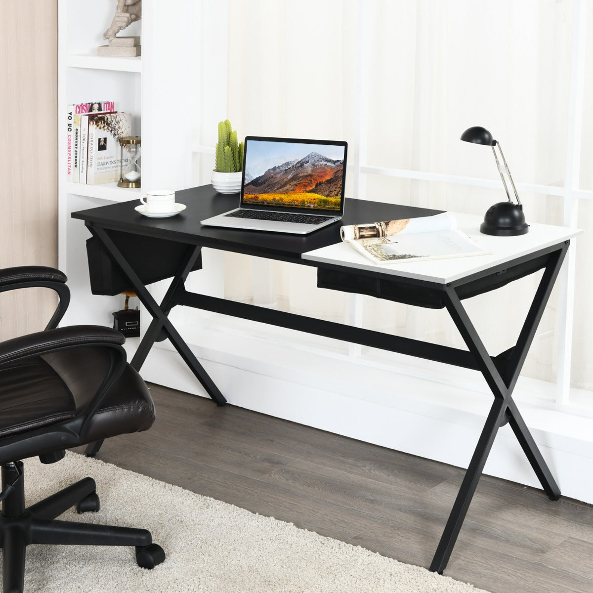 Bureau Ordinateur de 120 cm, Bureau Informatique, Bureau Moderne, Table de Bureau, Poste de Travail, Costway, 4