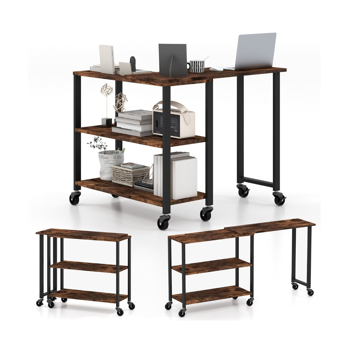 Bureau Pliable, Bureau Ordinateur, Bureau Informatique, Bureau Moderne, Table de Bureau, Poste de Travail, Costway, 1