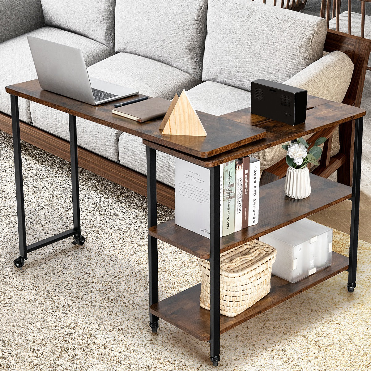 Bureau Pliable, Bureau Ordinateur, Bureau Informatique, Bureau Moderne, Table de Bureau, Poste de Travail, Costway, 2