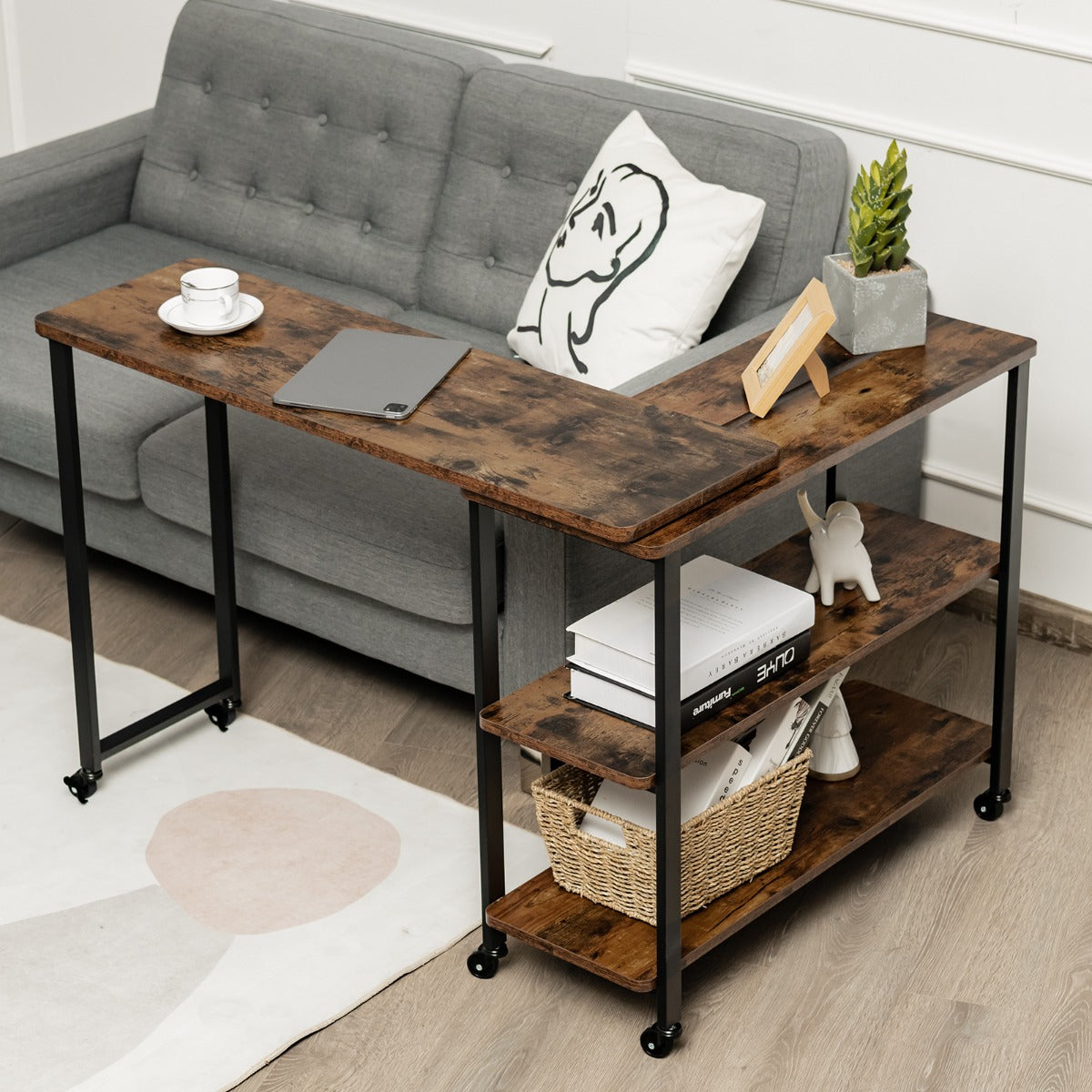 Bureau Pliable, Bureau Ordinateur, Bureau Informatique, Bureau Moderne, Table de Bureau, Poste de Travail, Costway, 5
