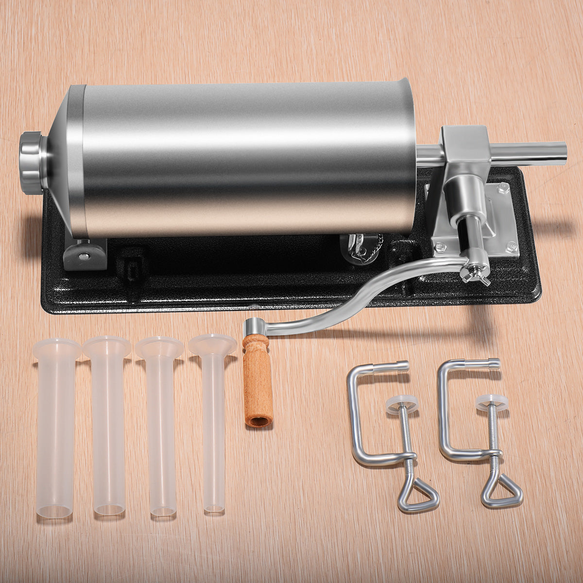 Poussoir à Saucisses, Machine à Saucisses, Viande Hachée 4,8L en Acier Inoxydable 4 tubes diamètre 17, 21, 25, 29 mm, Costway, 6