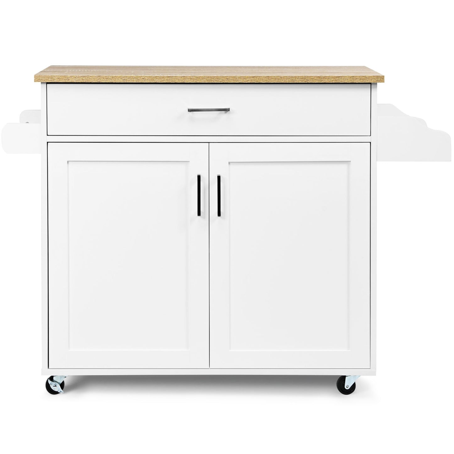 Desserte a Roulette, Chariot de Rangement, Ilot de Cuisine, Desserte de Cuisine, Desserte micro onde, Blanc, Costway, 3
